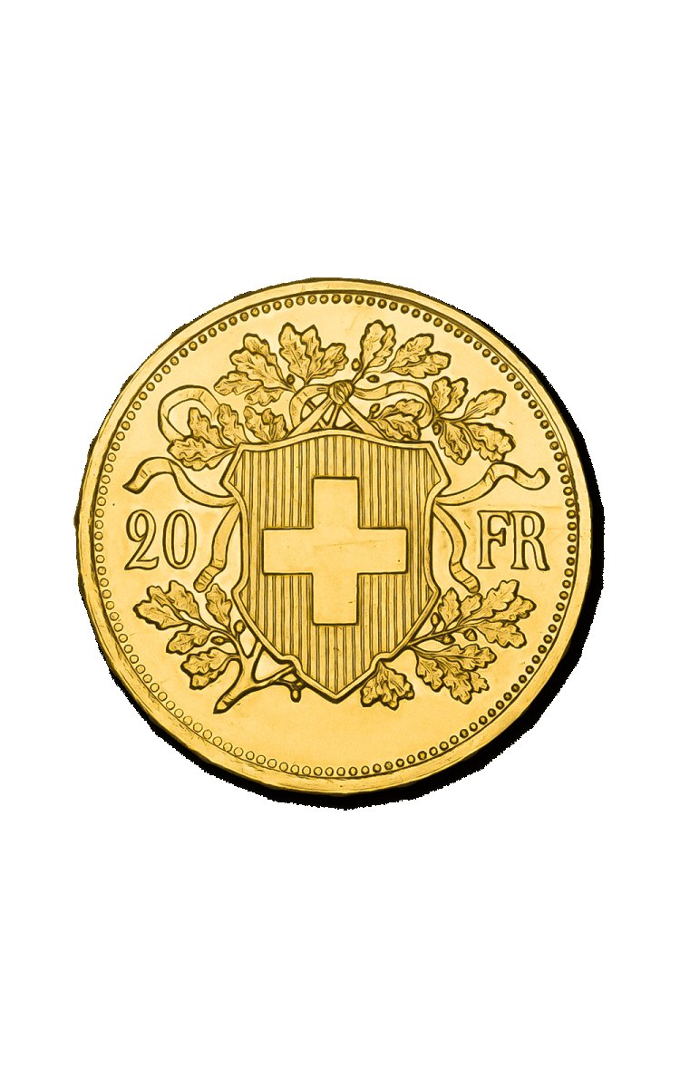 Prix 20 Francs Croix Suisse — cours or