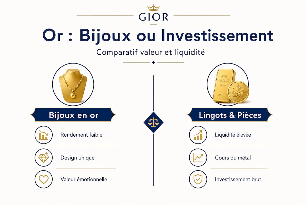 Infographie : les différences entre l'or joaillier et l'or d'investissement
